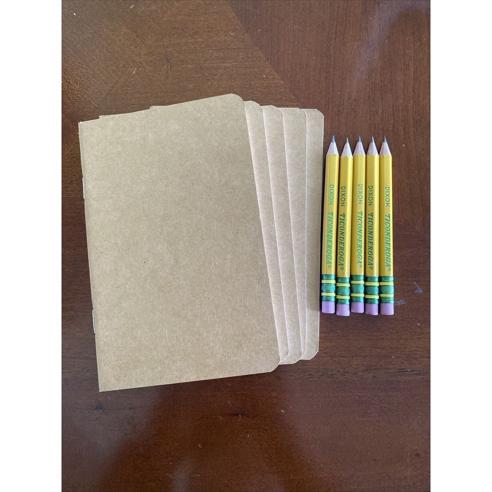 Miniature Notebook Set With Mini Ticonderoga Pencils (Set of 5)